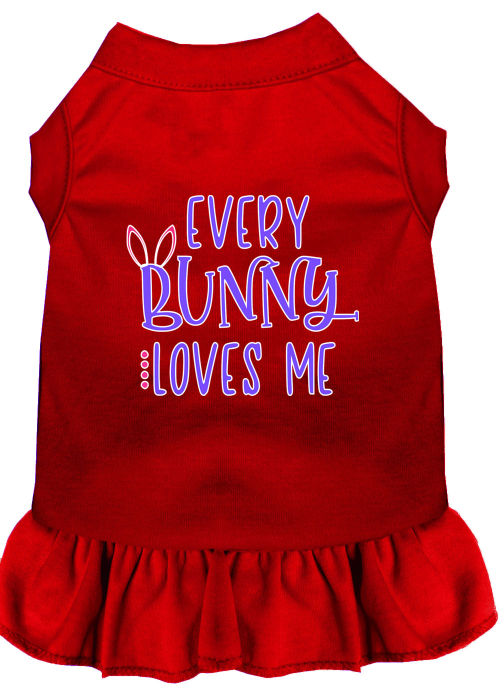 Every Bunny Loves me Screen Print Dog Dress Red Sm